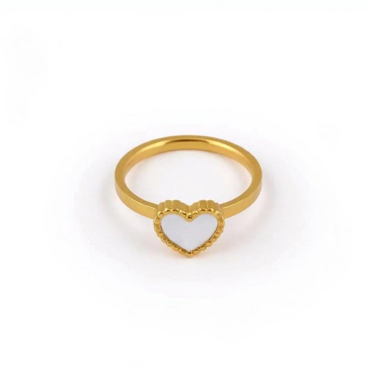 Nina White Heart Ring