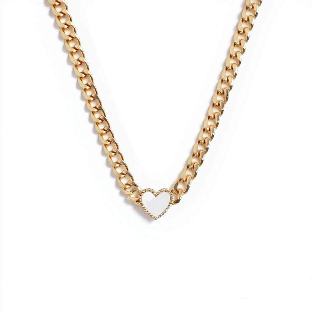 Nina White Heart Necklace